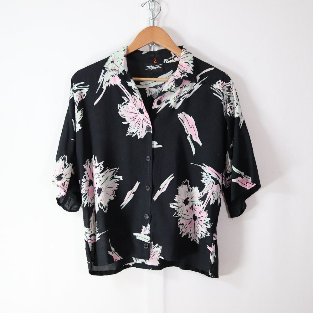 ❌SOLD❌vintage 80s tropical palm print button shirt - Picture 6 of 8